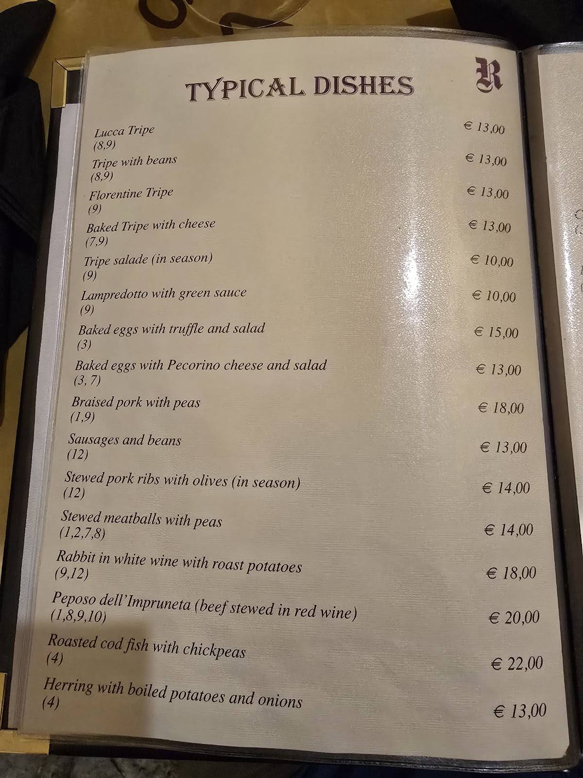 Menu di Rusticanella 2 da Luca 