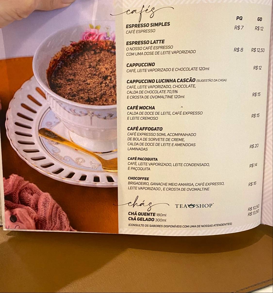 Cafeteria Lucinha Cascão e Santa Clara Shopping Recife cardápio