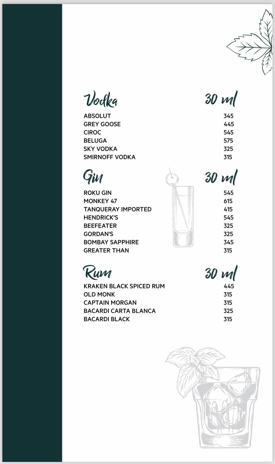 Meraki The Bistro menu