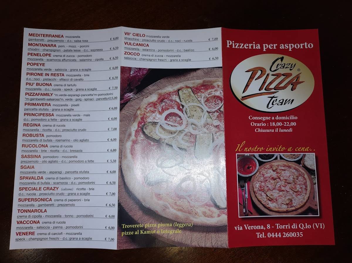 Menu da M.E.P. CRAZY PIZZA pizzeria, Torri di Quartesolo