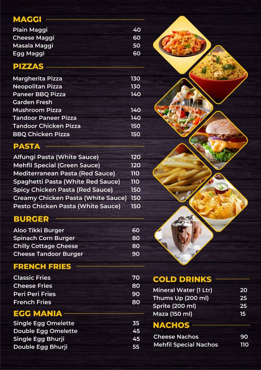 MEHFIL CAFE menu