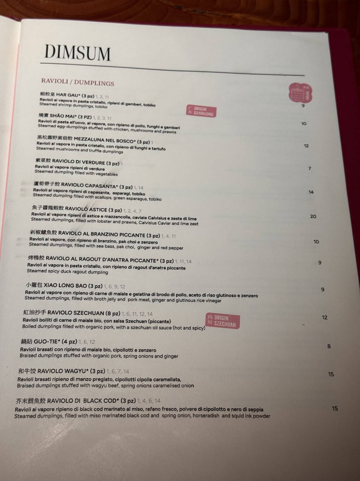 Menu di MU dimsum 
