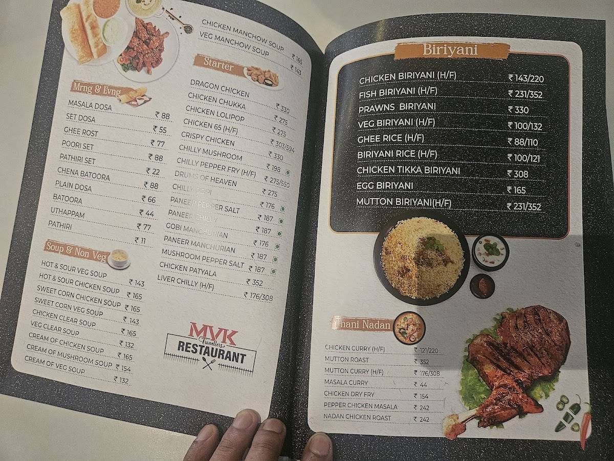 MVK Travellers Restaurant menu