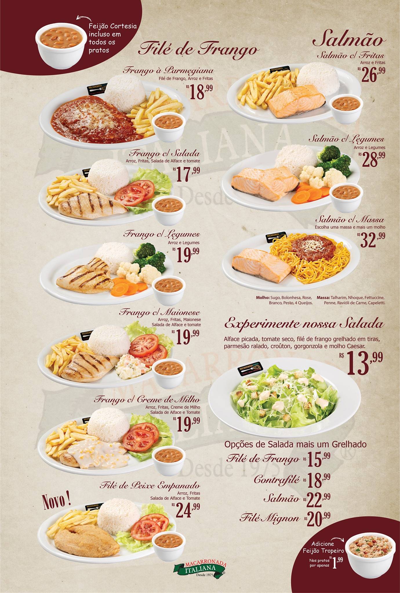 Macarronada Italiana cardápio