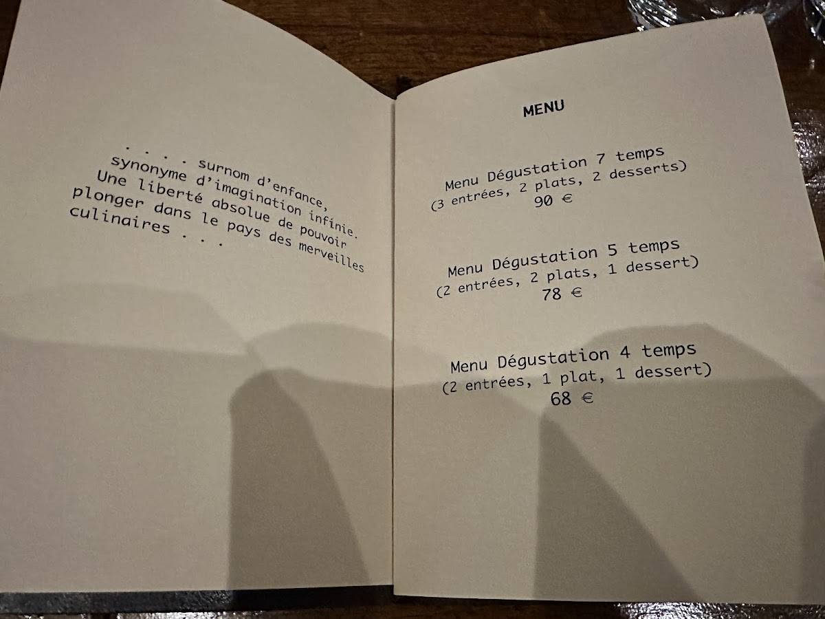 Menu de Machizo