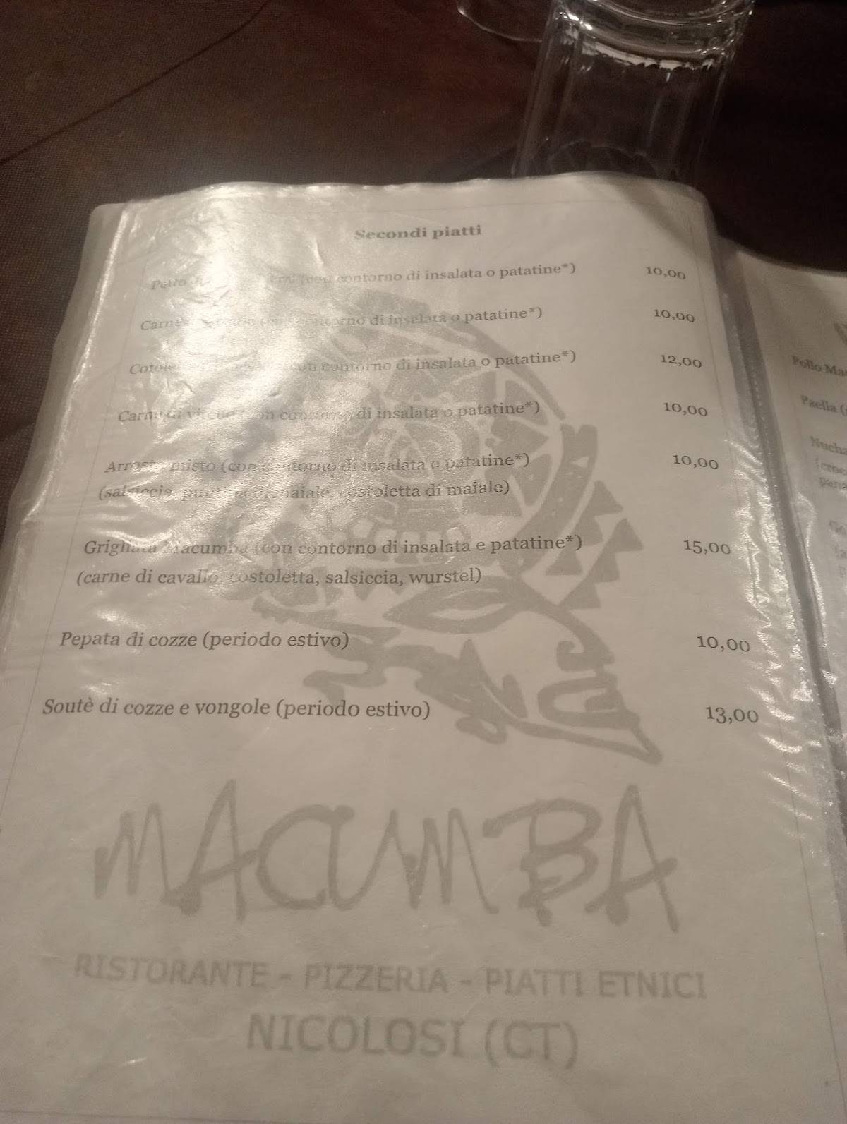 Menu di Macumba 