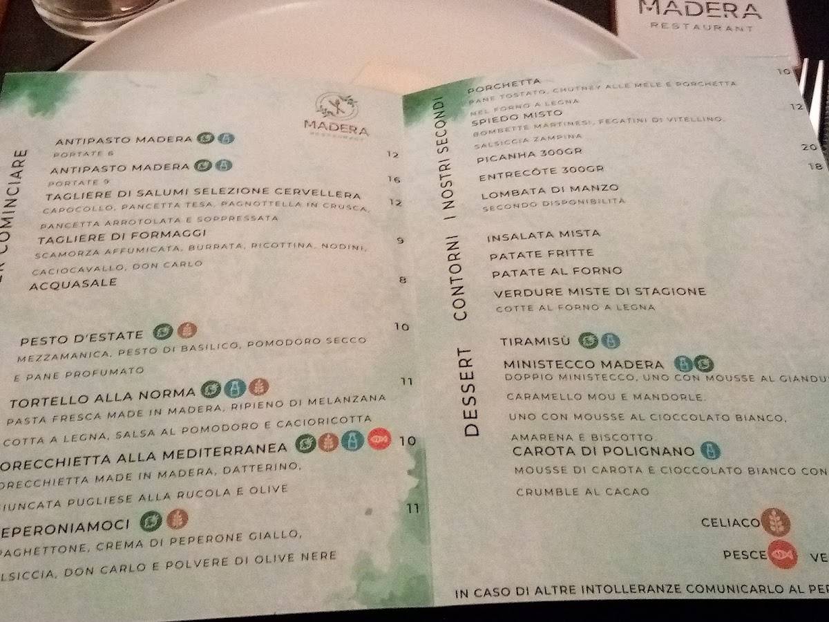 Menu di Madera Restaurant 