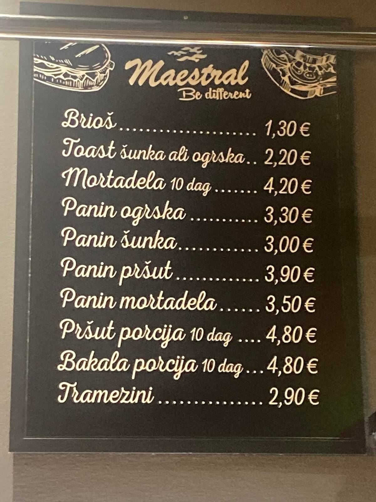Menu di Maestral Bar 
