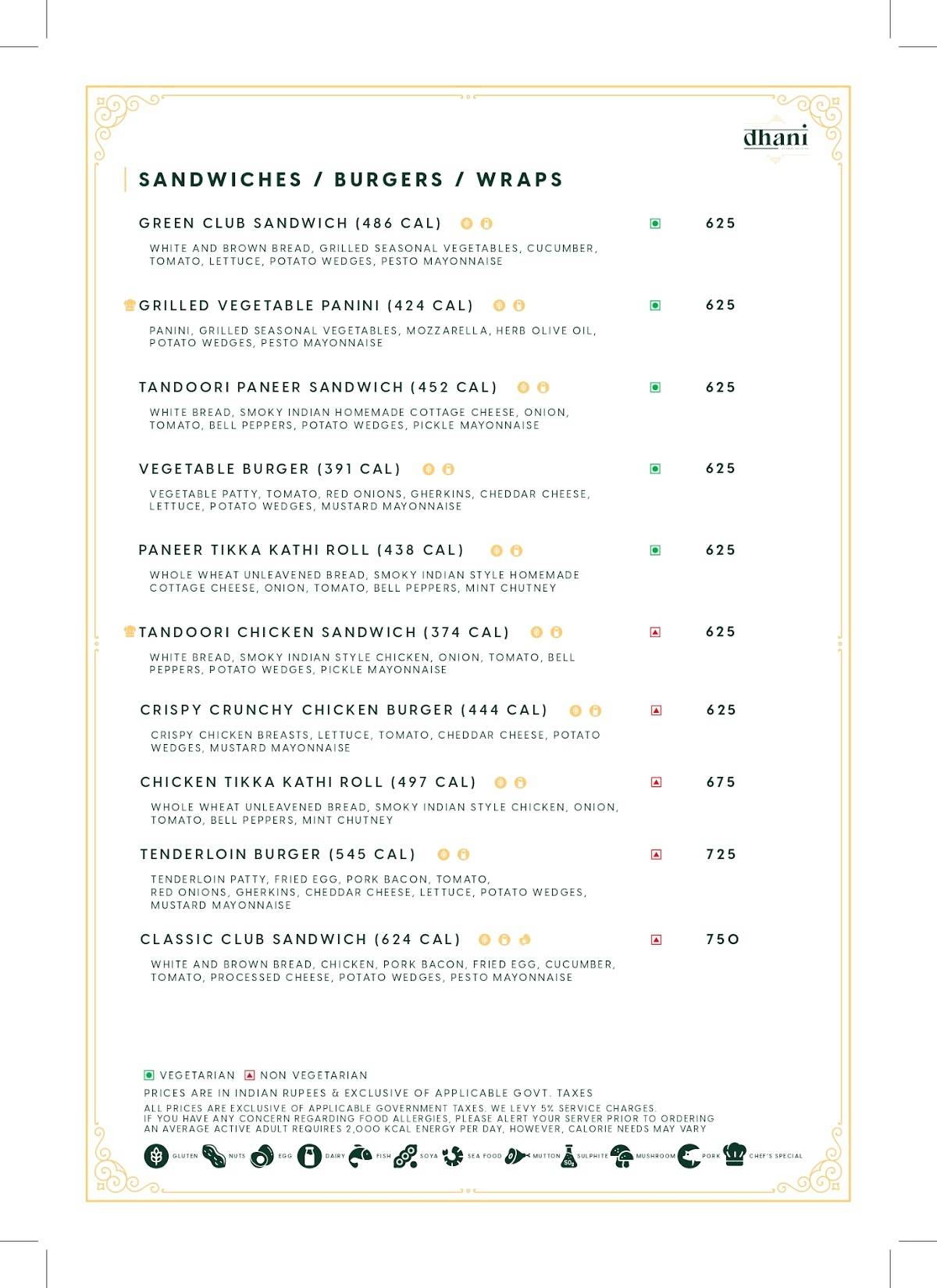 Dhani Restaurant - Kaldan Samudhra menu