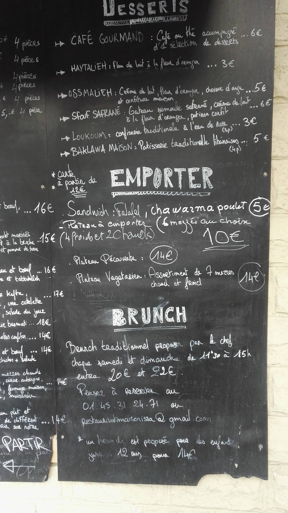 Menu de Maison Issa