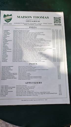 Menu de Maison Thomas - Zamalek