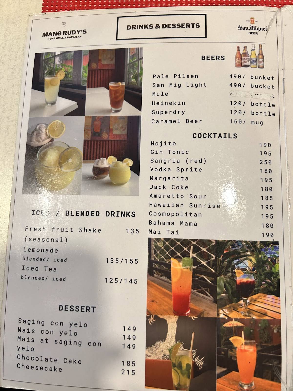Menu at Mang Rudy's Tuna Grill & Papaitan pub & bar, Makati, Bagtikan ...