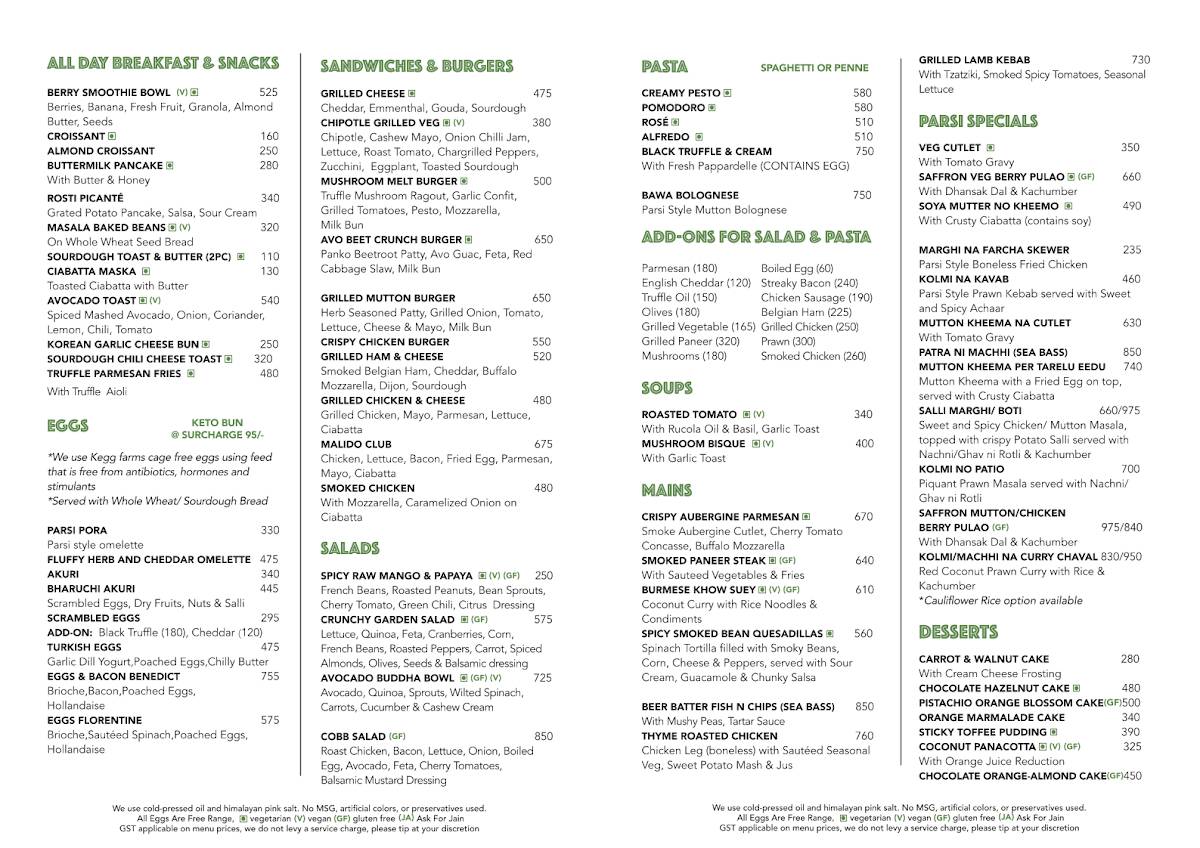Malido Cafe & Apero menu