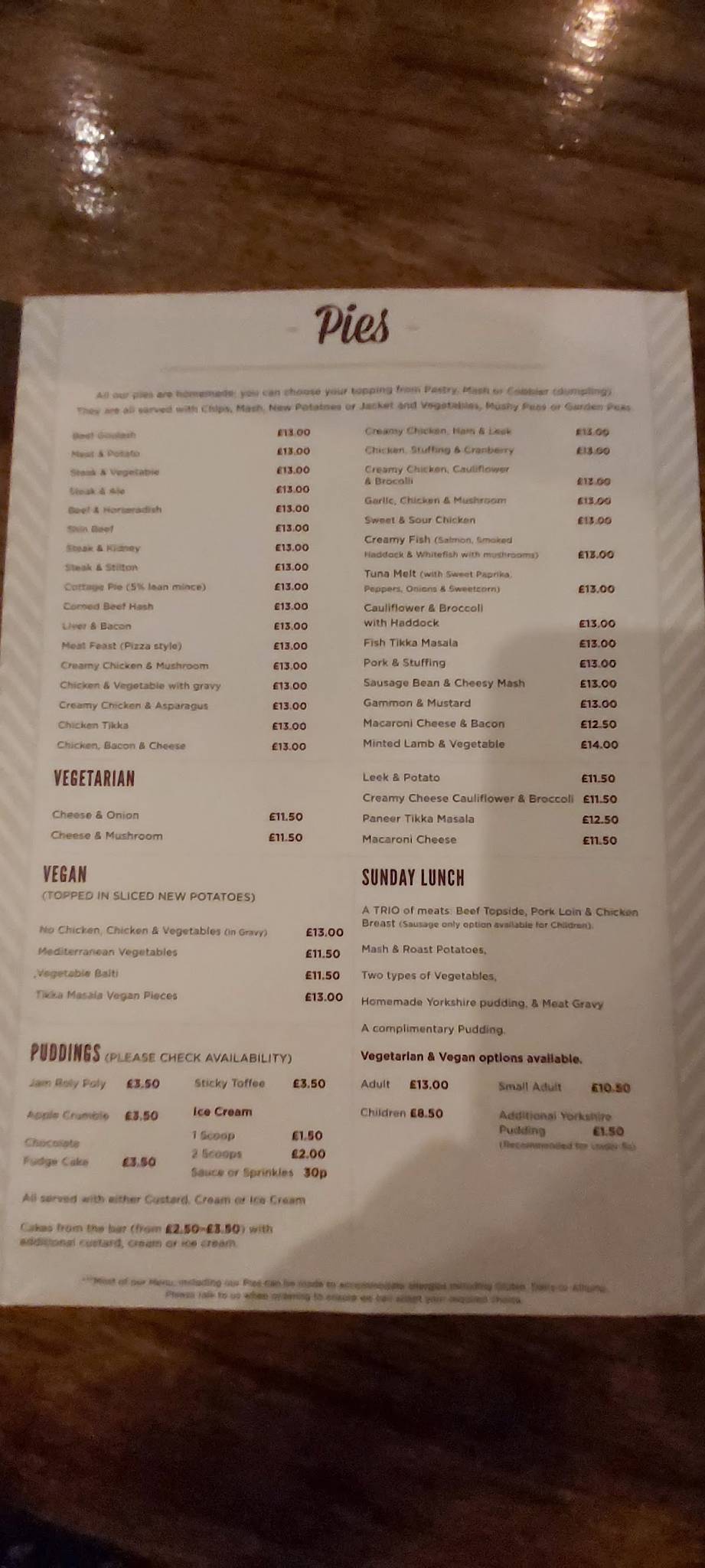 Menu at Malt Shovel pub & bar, Wakefield