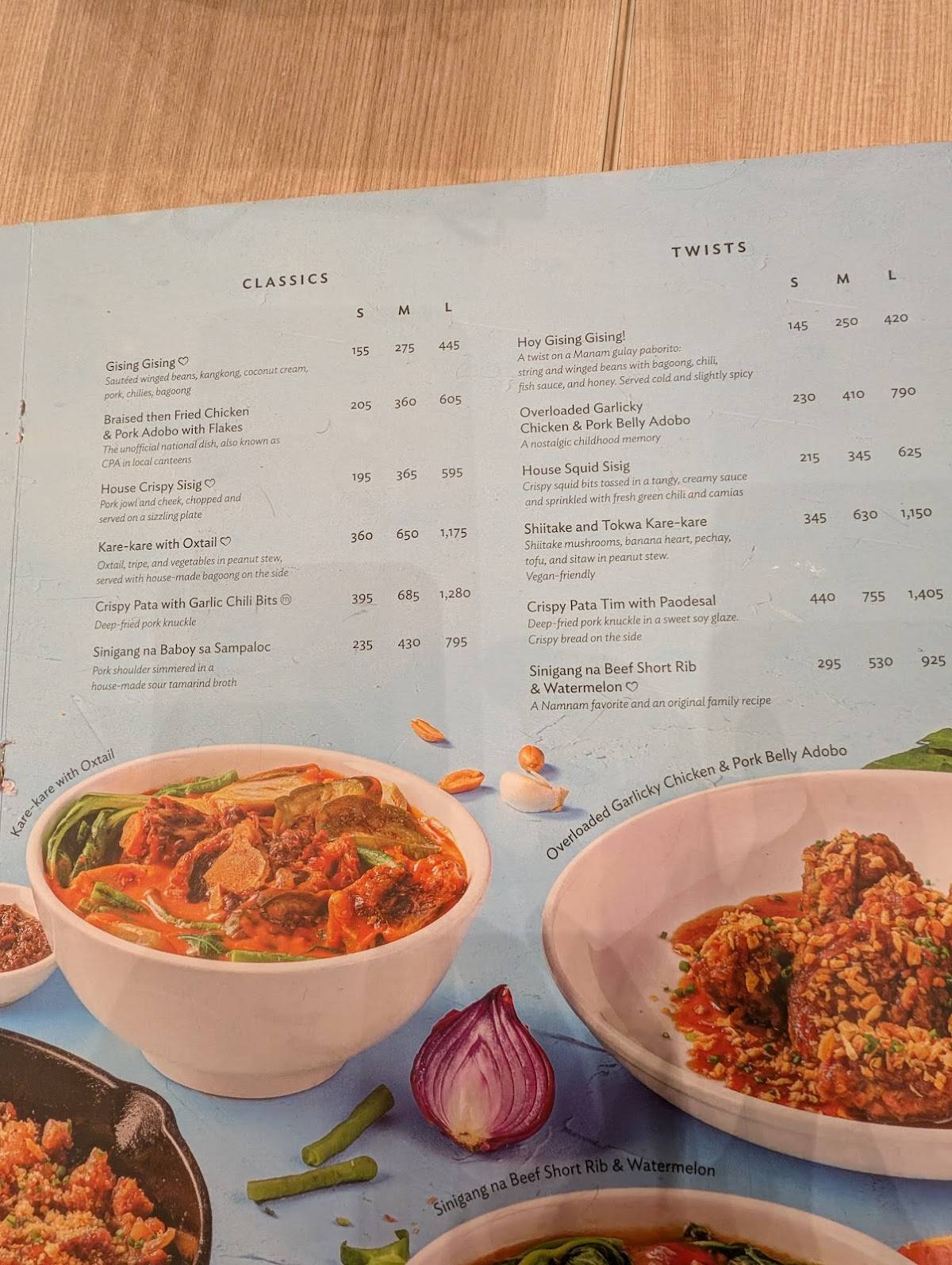 Menu at Manam Ayala Malls Manila Bay restaurant, Parañaque, Ground Floor