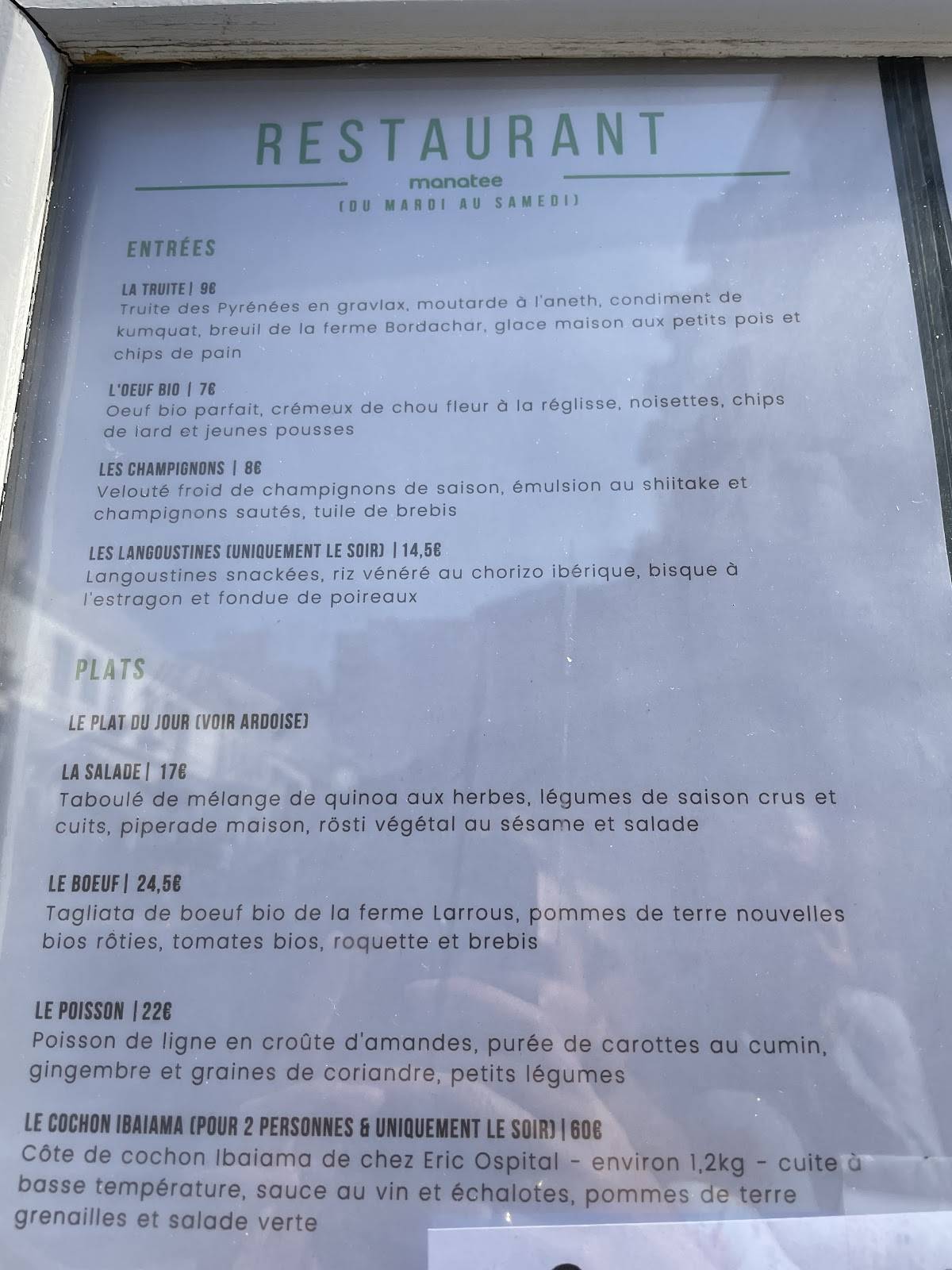 Menu de Manatee