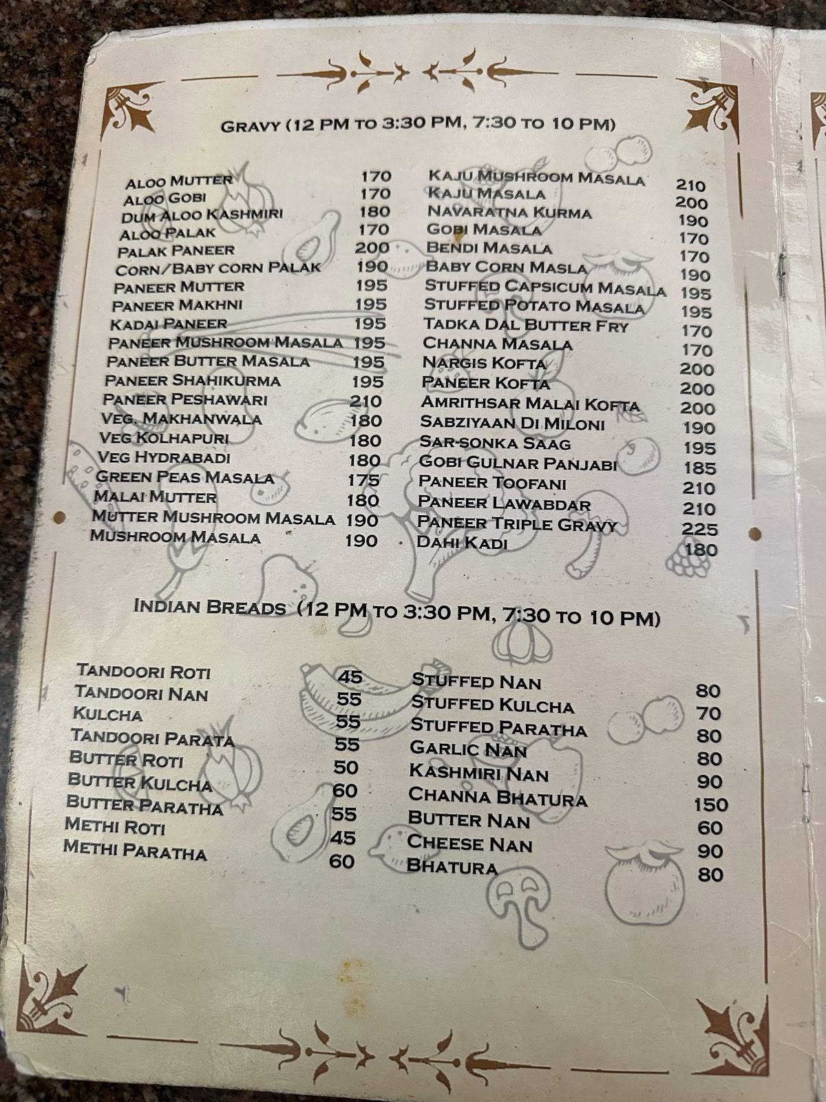 Palmgrove Restaurant (Vegetarian) by Hotel BMS menu