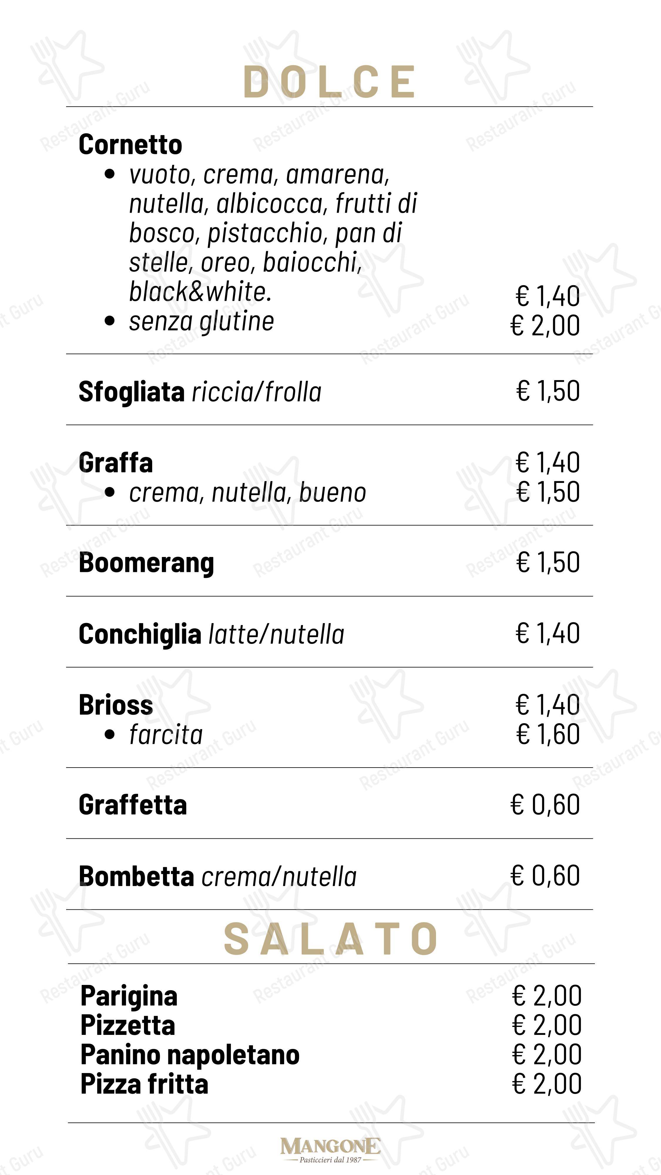 Menu di Mangone Pasticcieri - Menu