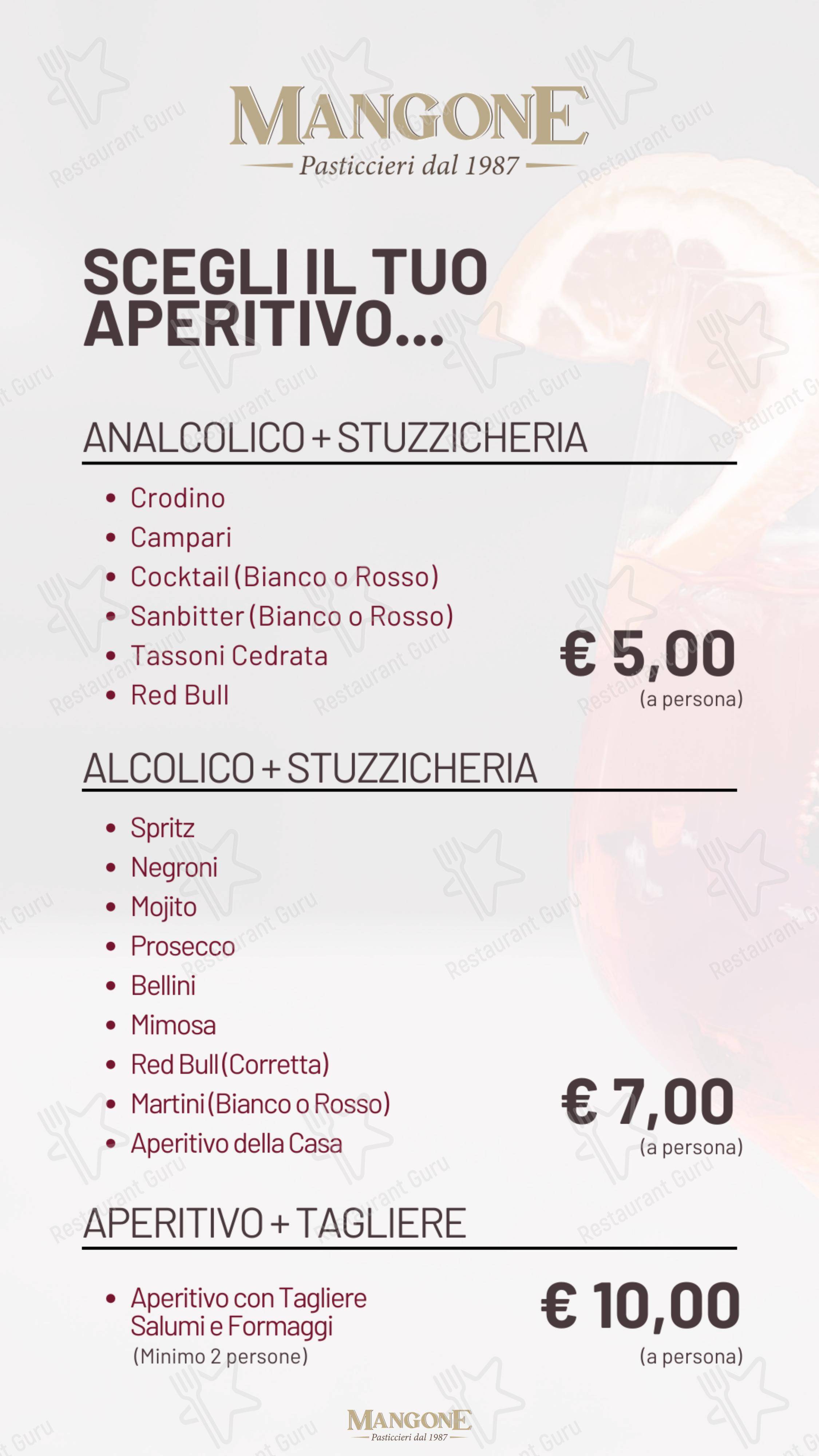 Menu di Mangone Pasticcieri - Menu