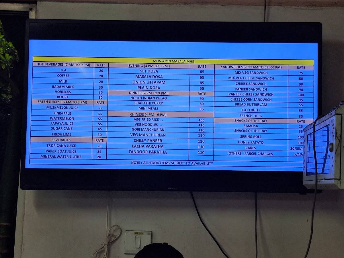 Manipal Hospital Canteen menu