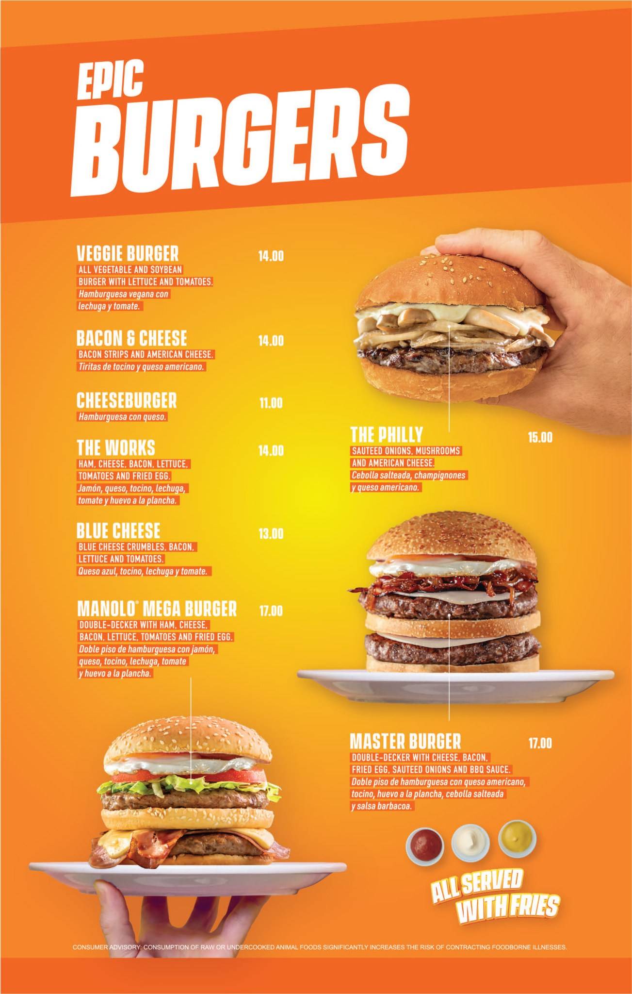 Menu at Manolo restaurant, Miami Beach, Collins Ave