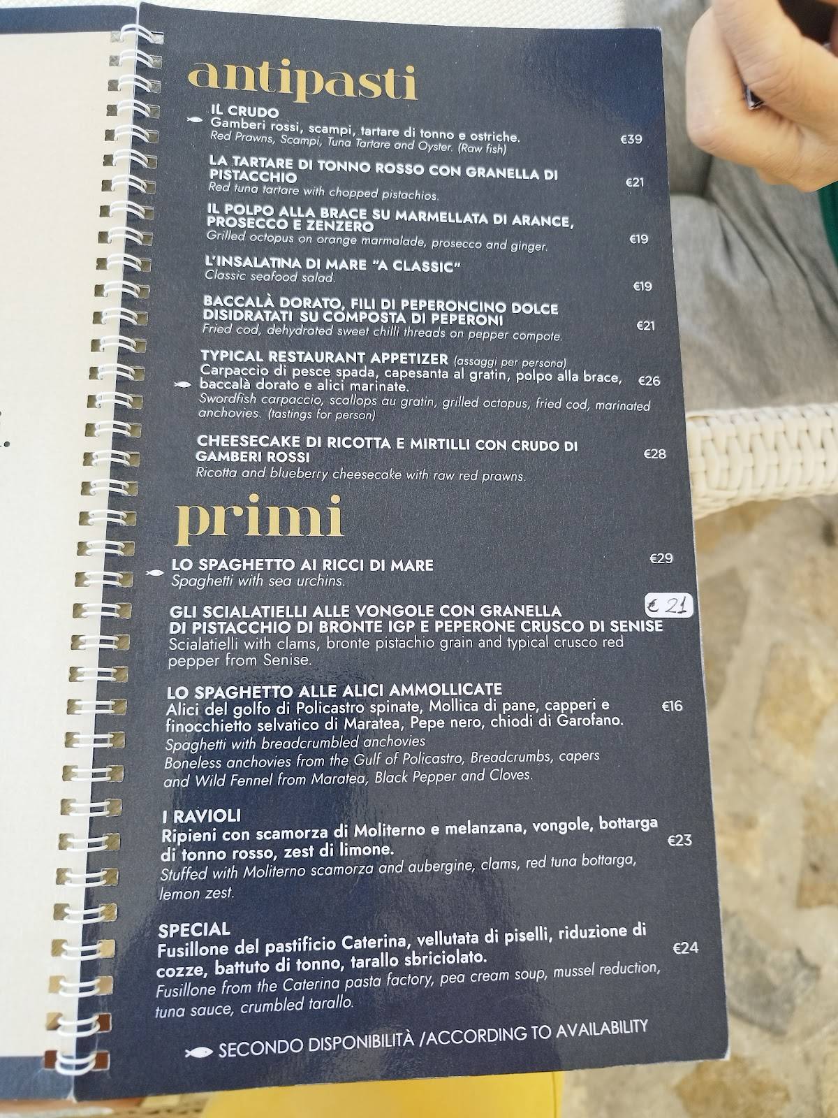 Menu di 1999 il Ristorante Porto di Maratea 