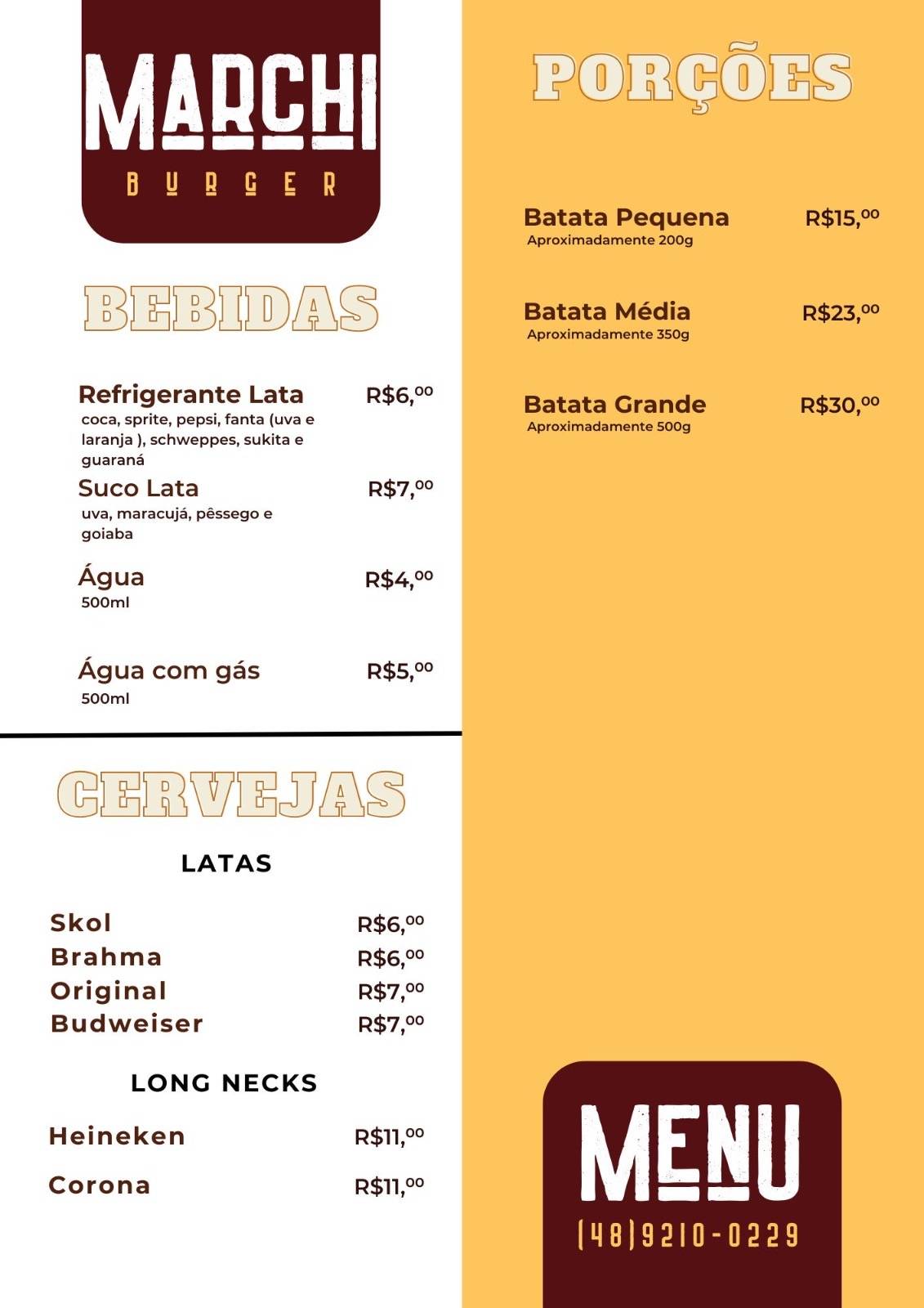 Marchi Burger cardápio