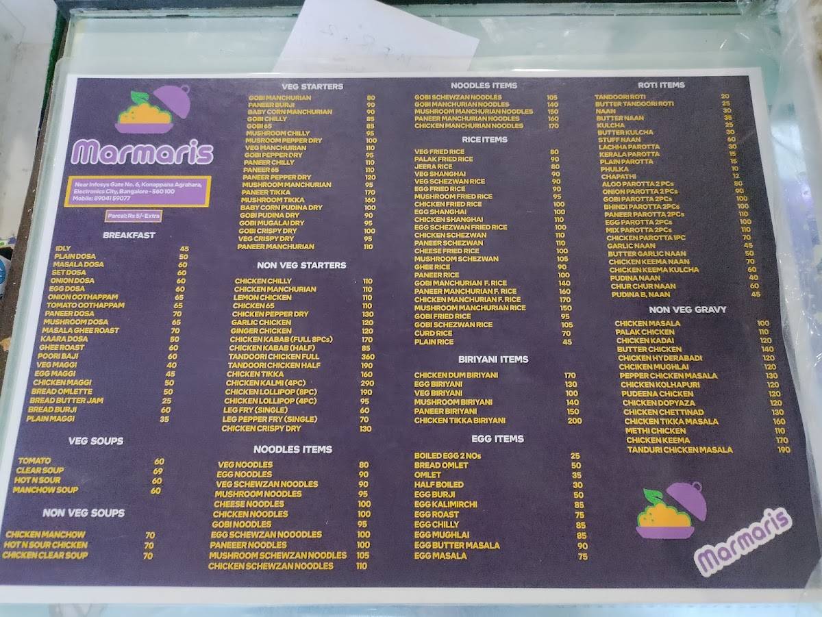 Marmaris menu