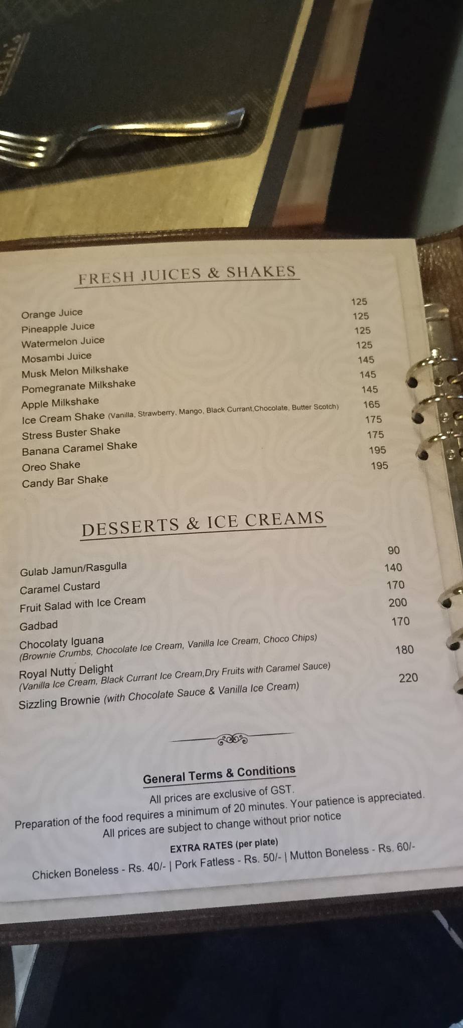 Martin's Multi-Cuisine Family Restaurant and Bar menu