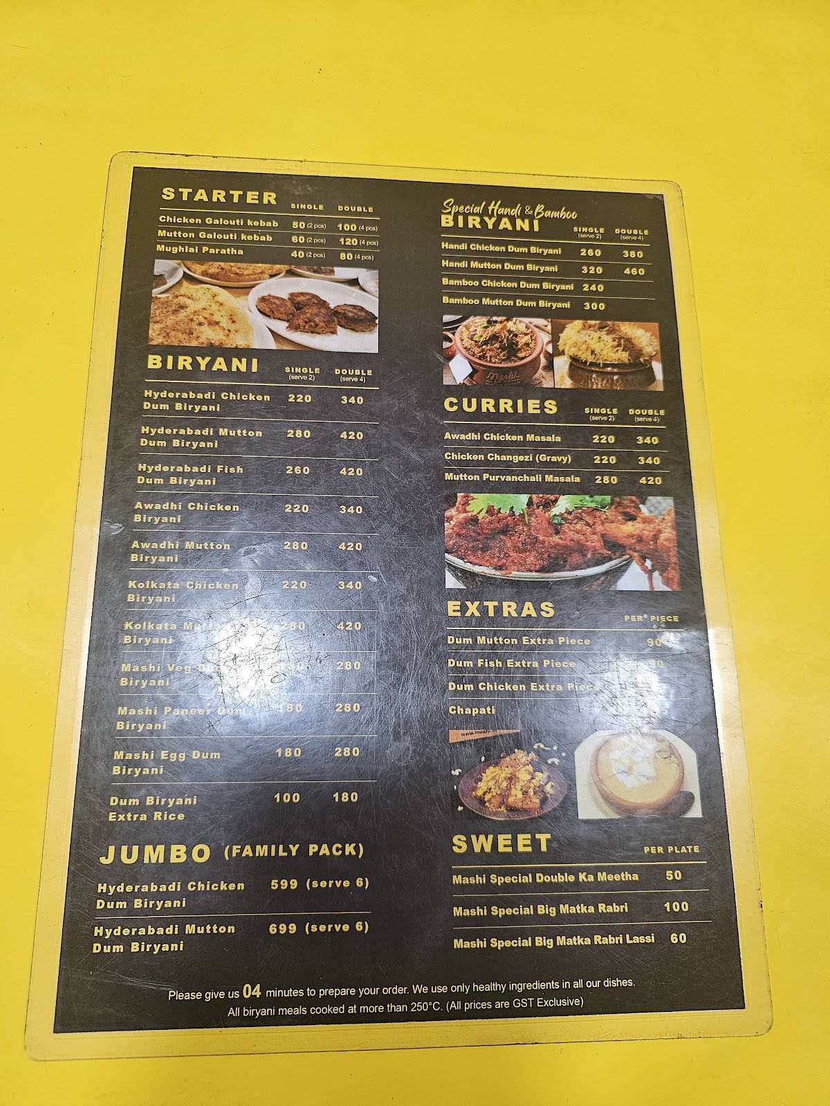 Mashi Biryani World menu