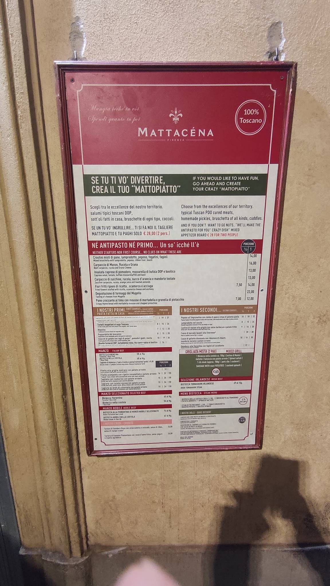 Menu di Mattacena 