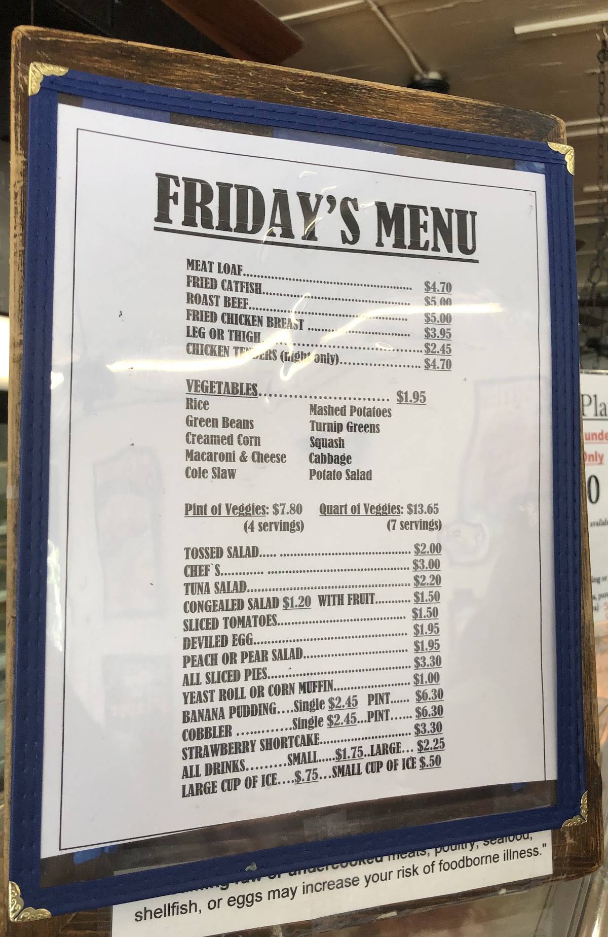 Menu at Matthews Cafeteria, Tucker, Main St