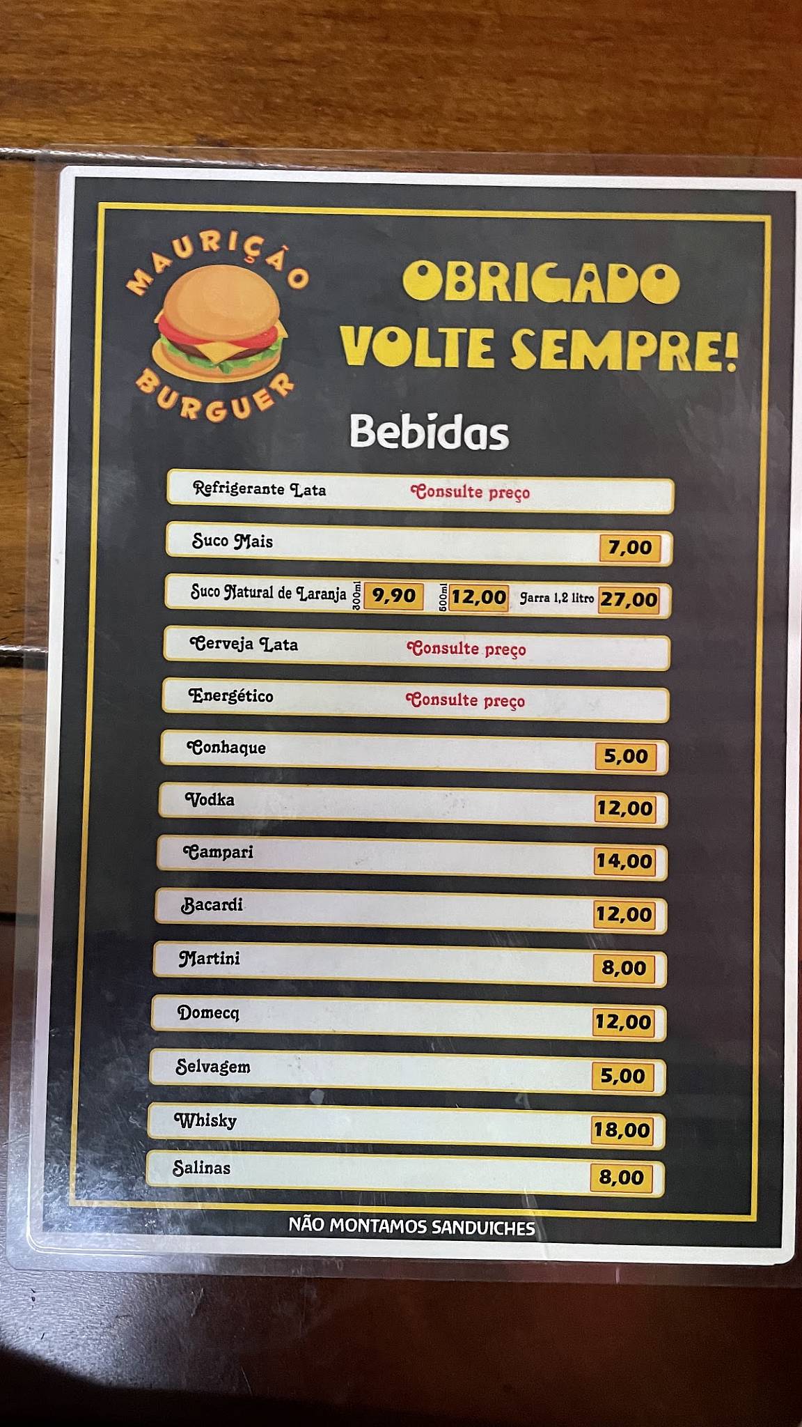 Maurição burguer cardápio