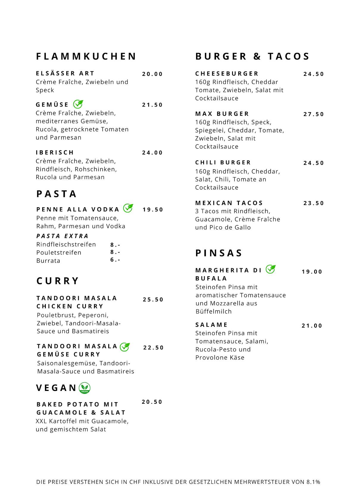 Menu di Max Restaurant & Bar 