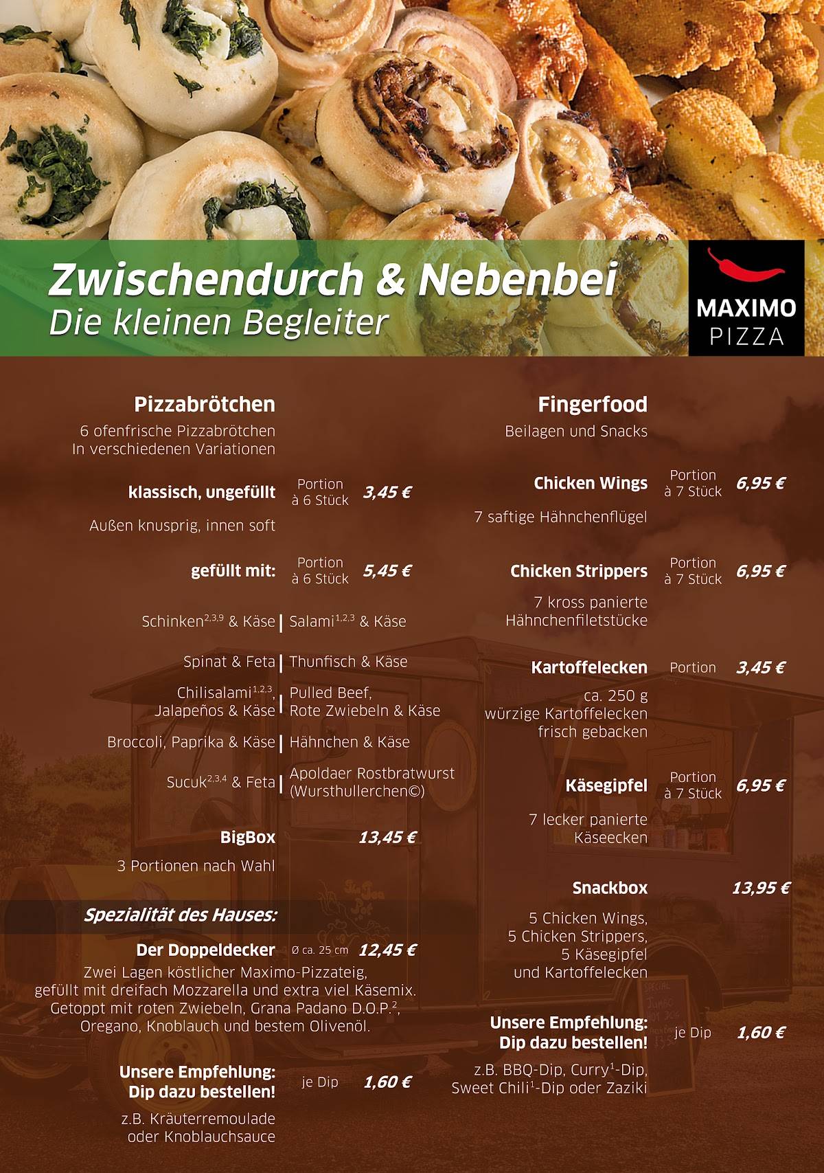 Menu de Maximo Pizza