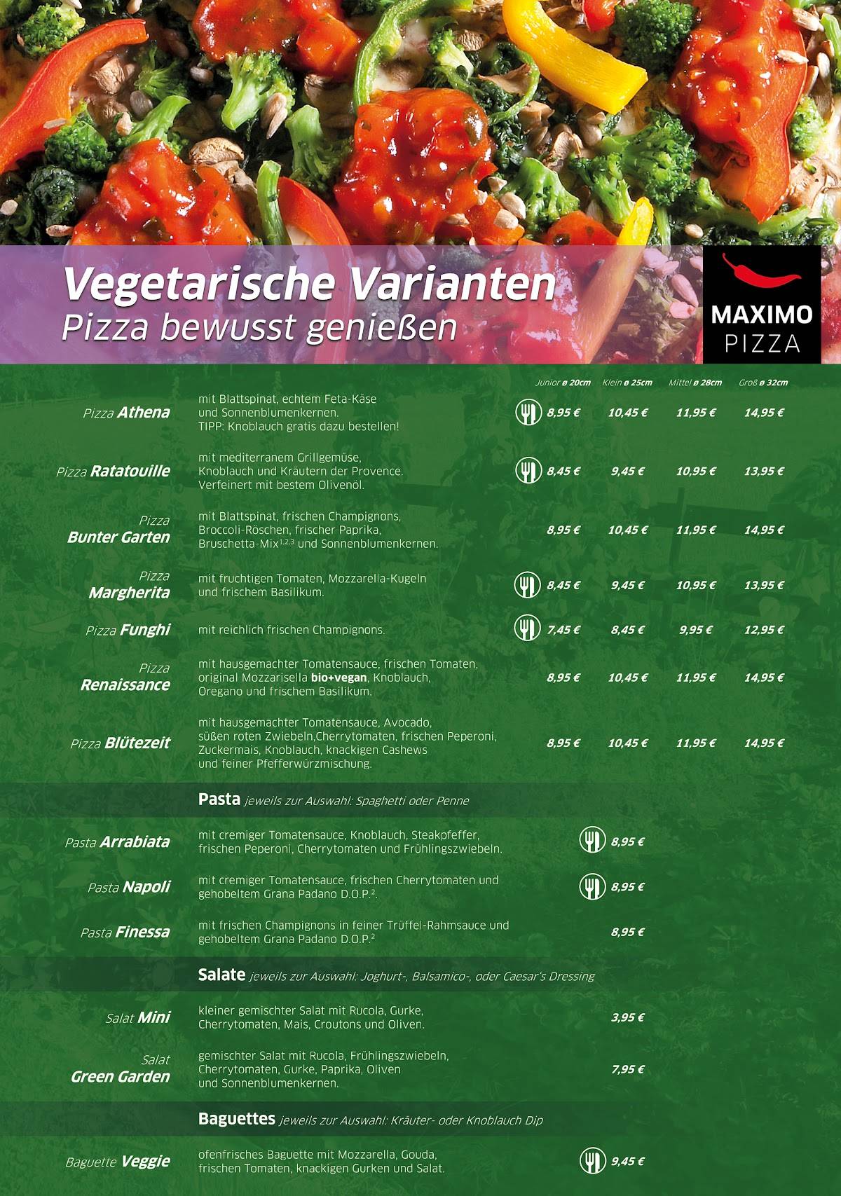 Menu de Maximo Pizza