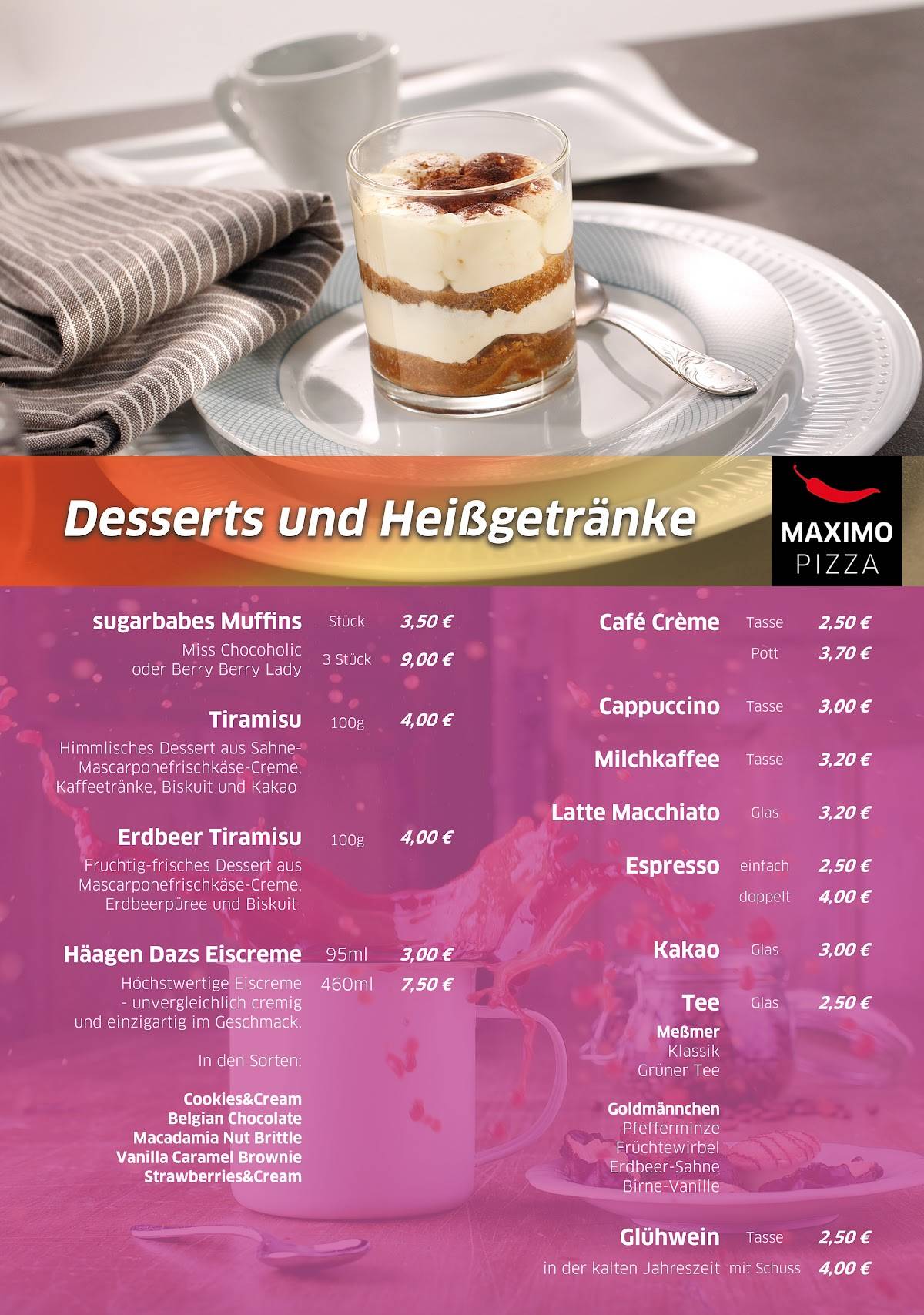 Menu de Maximo Pizza
