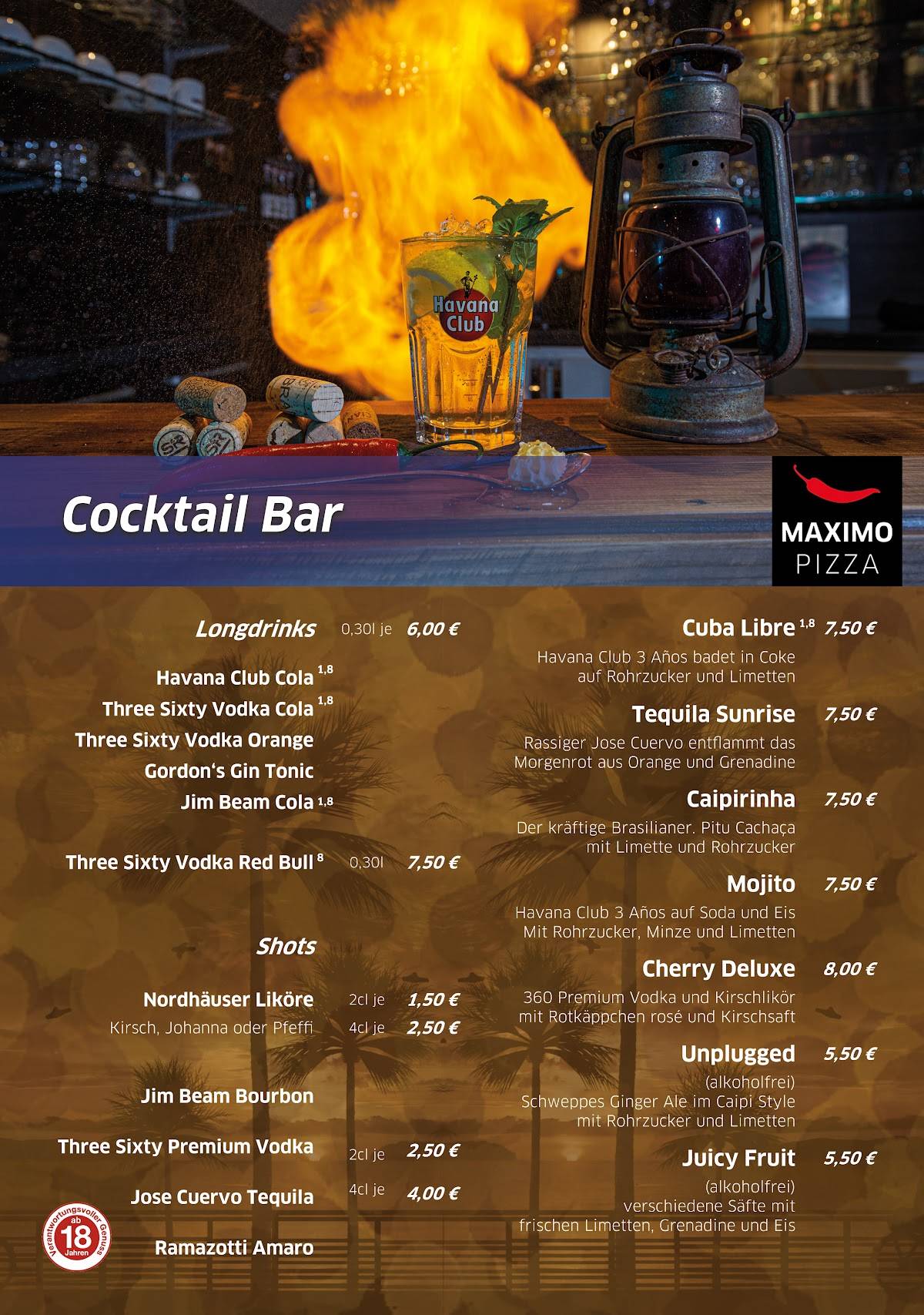 Menu de Maximo Pizza