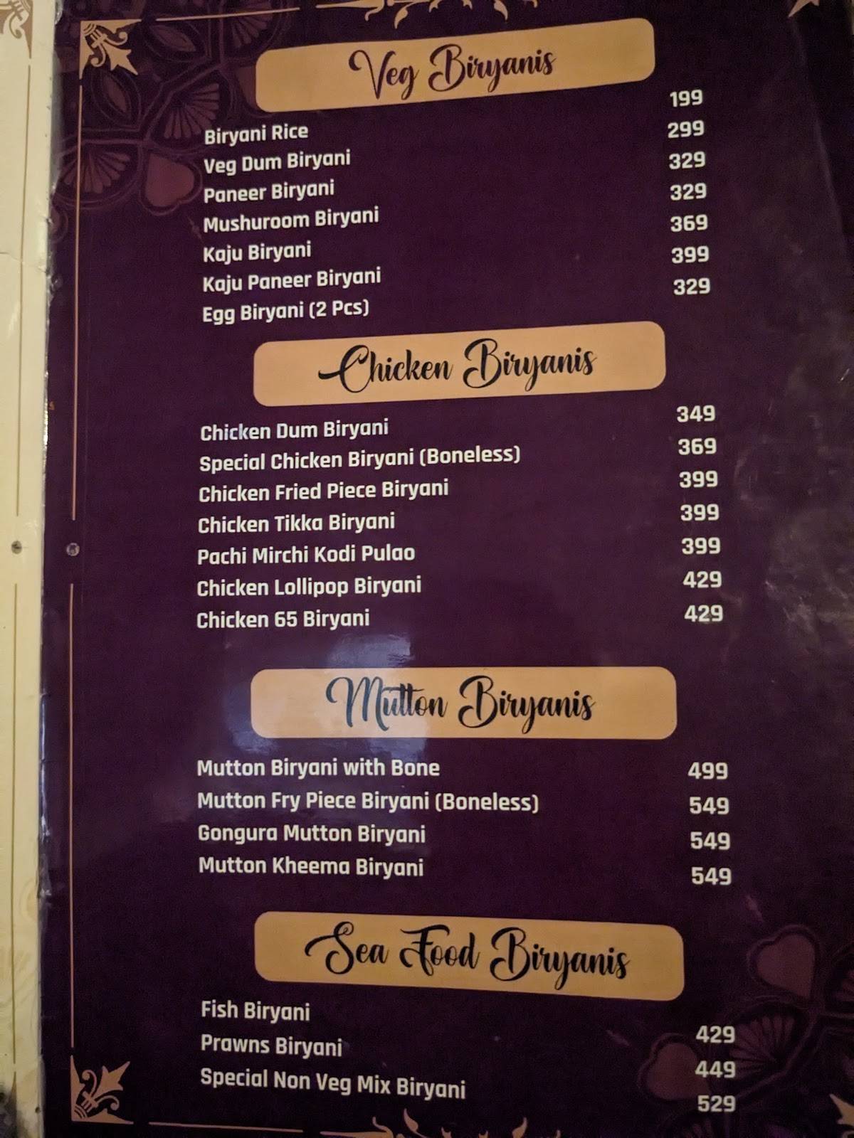 Mayukha Jungle Theme Restaurant KPHB, Hyderabad menu