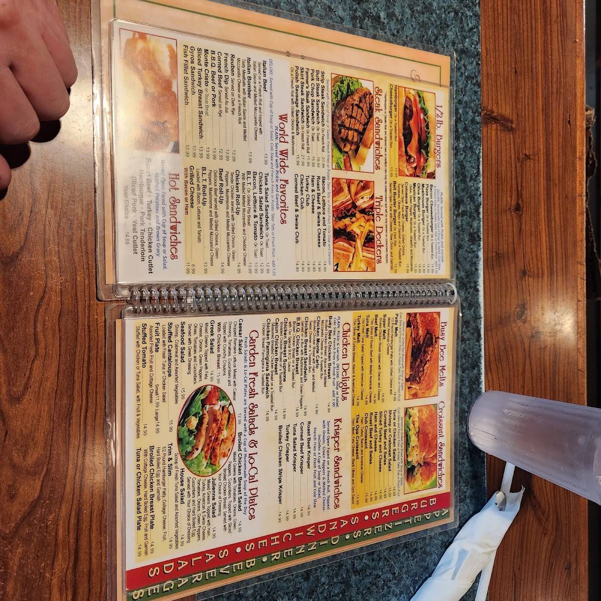 Menu at Busy Bee restaurant, Wonder Lake