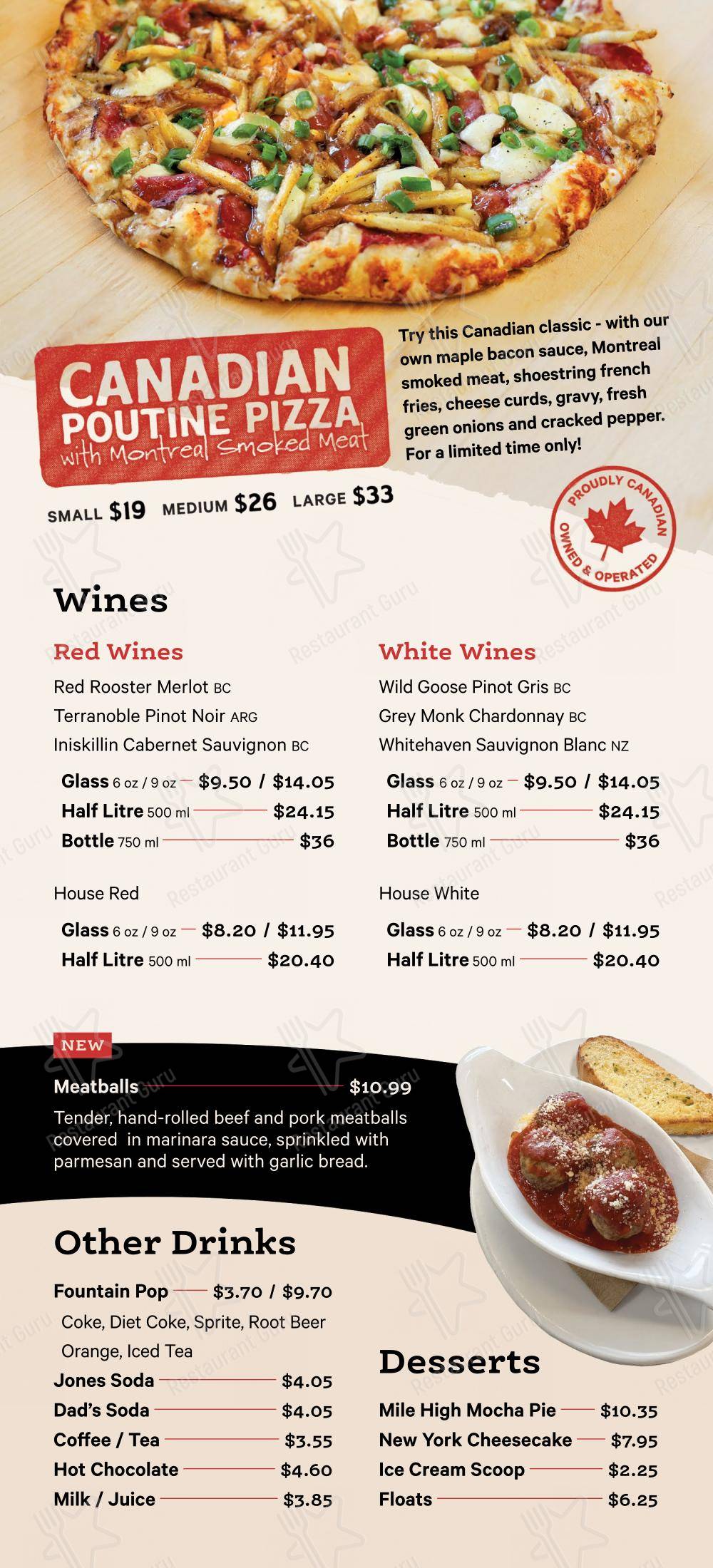 Основное меню pour Me-n-Ed's Pizza Parlors dans Maple Ridge