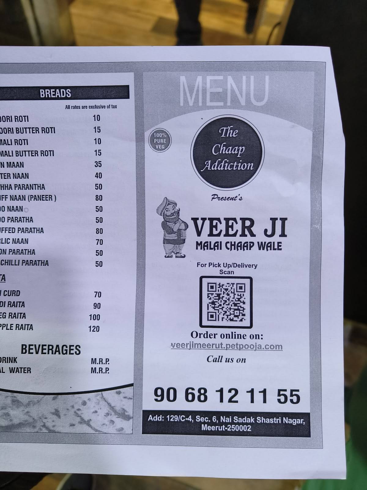 Veer Ji Malai Chaap Wale [Shastri Nagar] menu