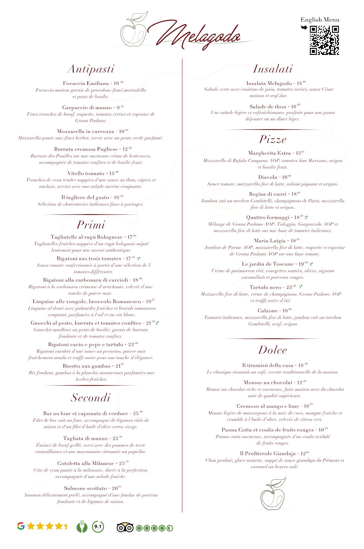 Menu de Melagodo