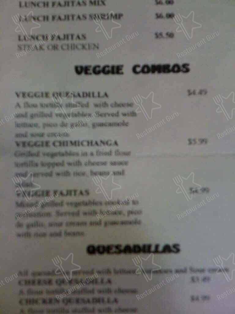 Menu at El Gallo Giro restaurant, Memphis, Lamar Ave