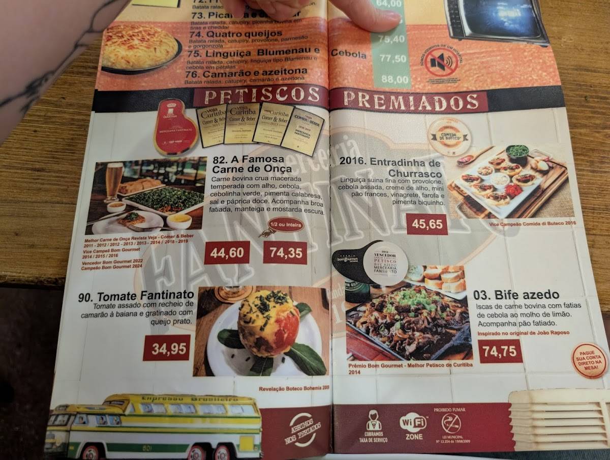 Mercearia Fantinato cardápio