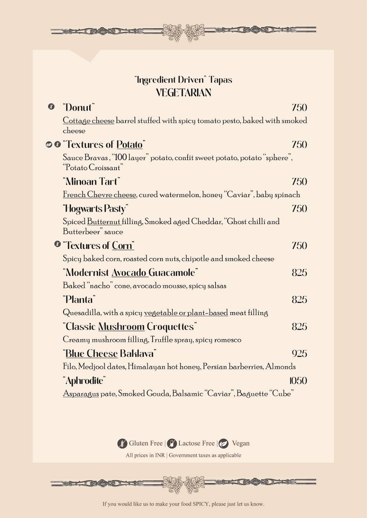 Mesa Lodhi menu
