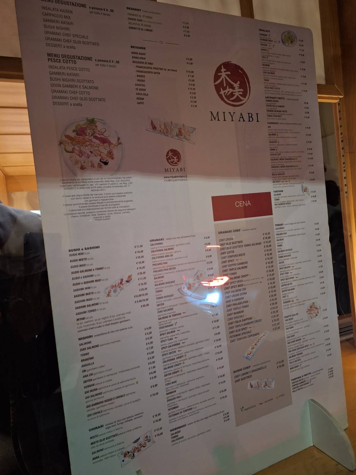 Menu di Miyabi Milano 