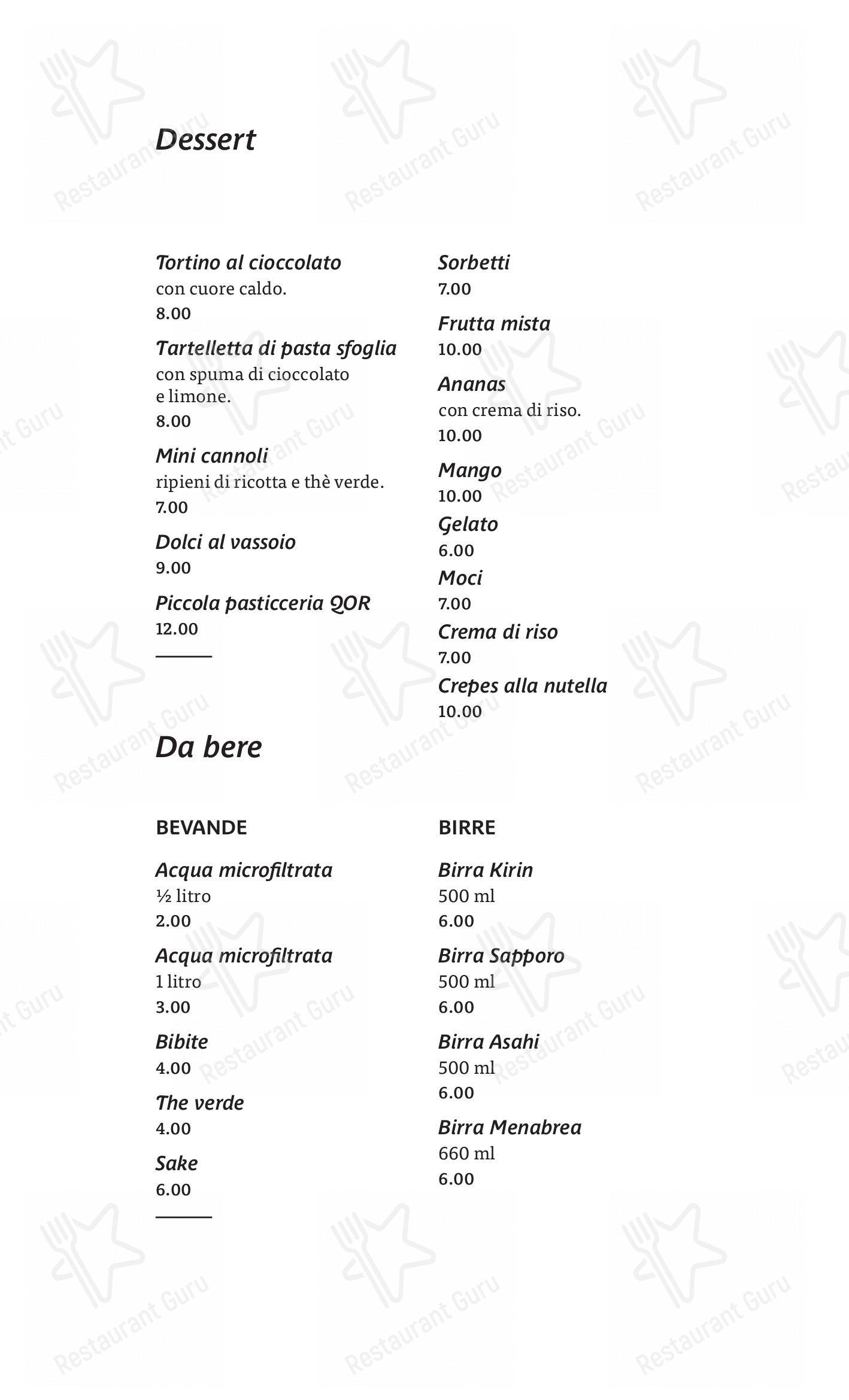 QOR - Ristorante Giapponese - Milano in Milano - Menu