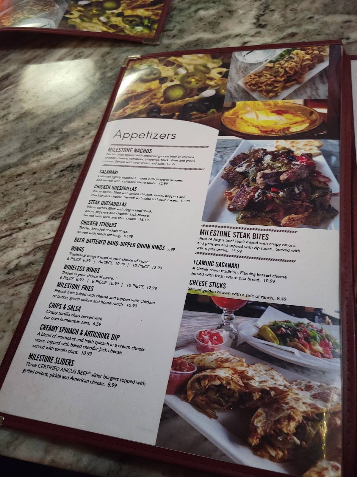 Menu at Milestone Grill pub & bar, Eastpointe