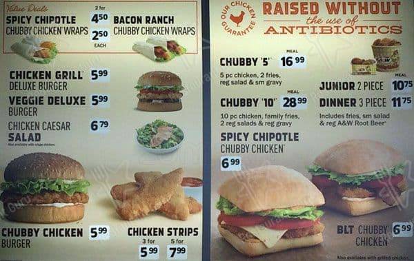 Menu de A&W Canada